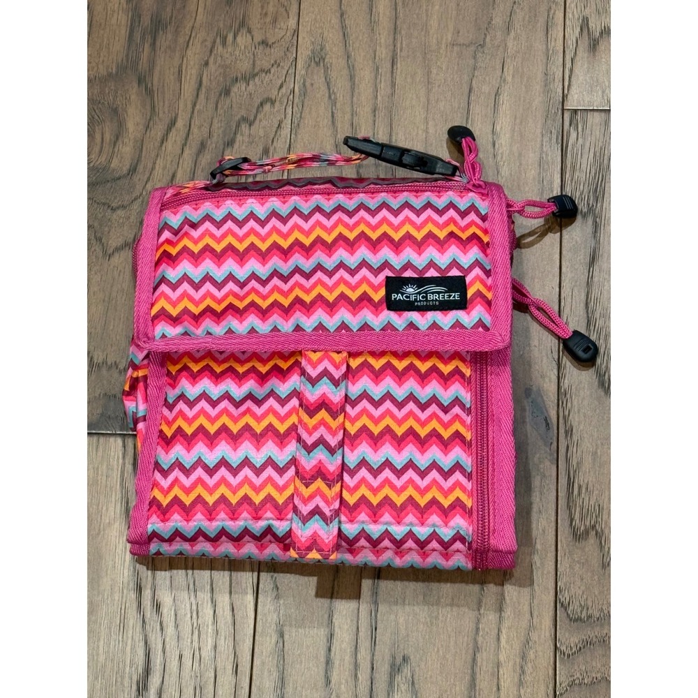 Pacific Breeze Products Hanging Toiletry Bag Pink Orange Chevron Travel Case
